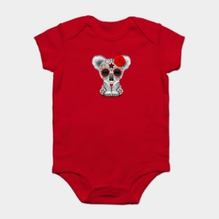 Red Day of the Dead Sugar Skull Baby Koala Baby Bodysuit